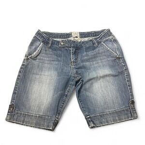 vintage Aeropostale blue denim jorts with side buckle detailing